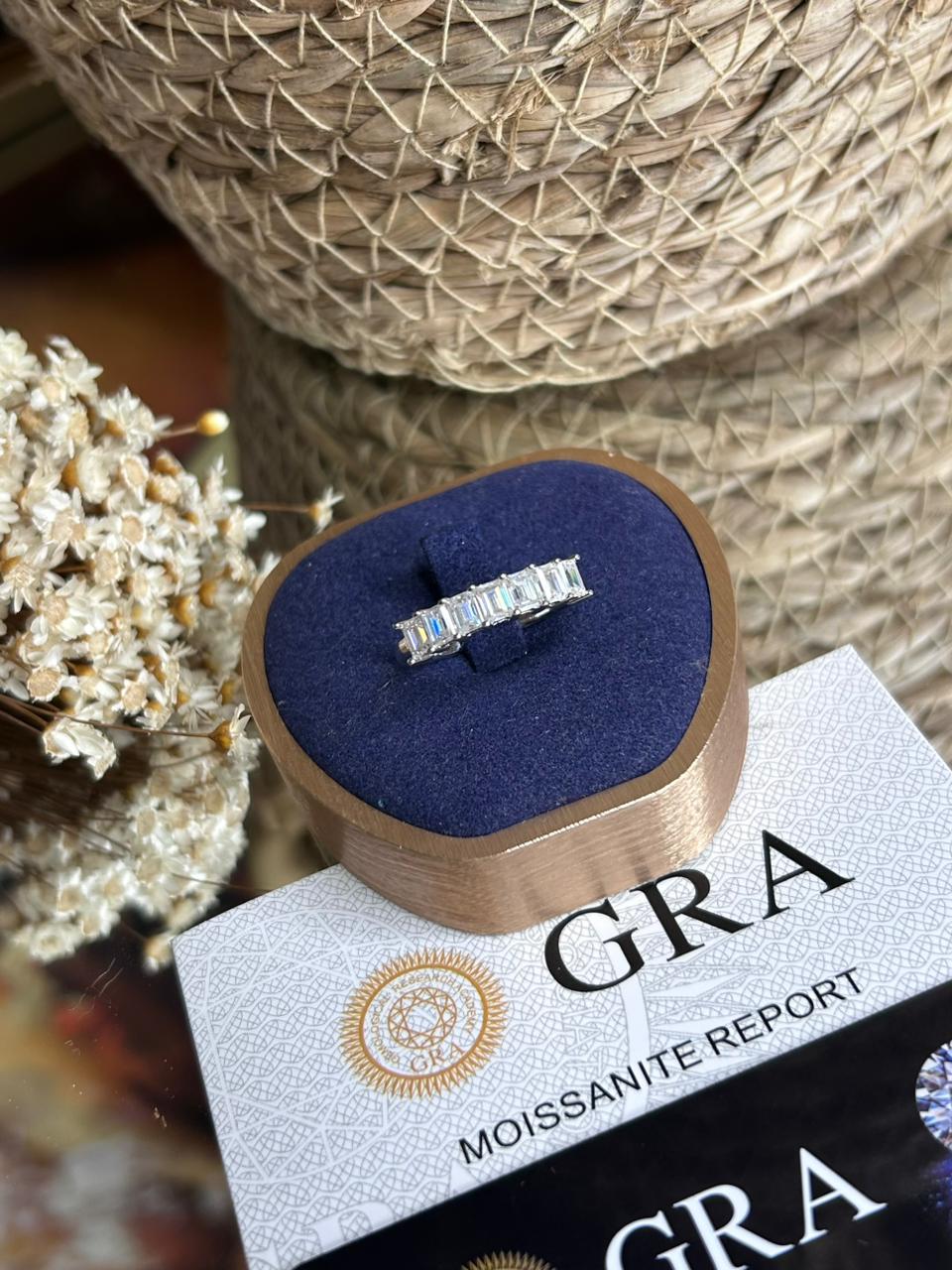 Meia Aliança Emerald Cut 4x6 0,84ct Moissanite