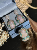 Conjunto Brinco e Anel Oval Detalhes Turmalina