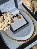Conjunto Brinco e Colar Amarelo/Fancy Yellow Dourado