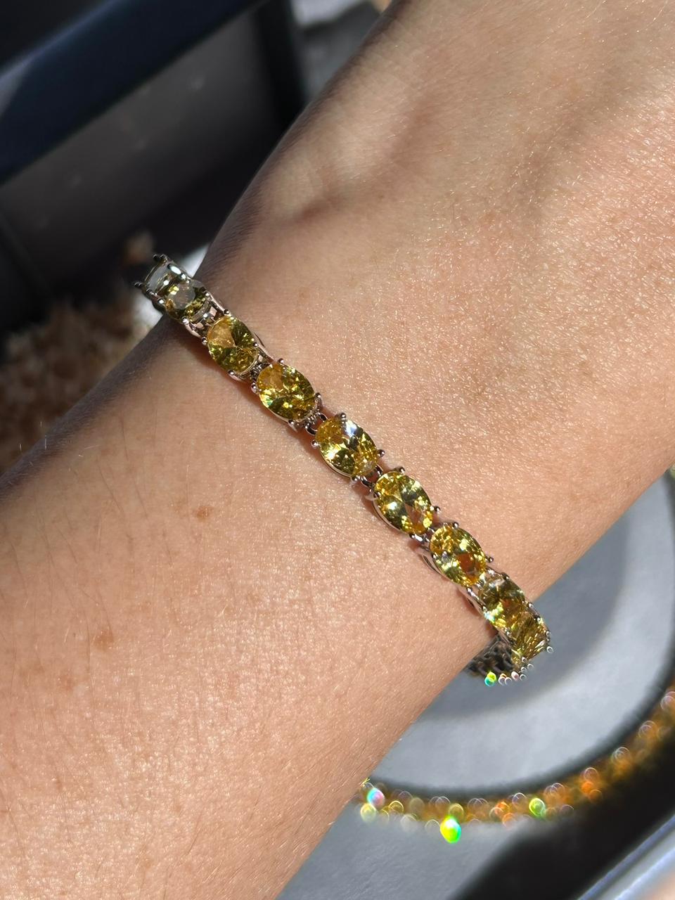 Pulseira Riviera Pedras Ovais Fancy Yellow