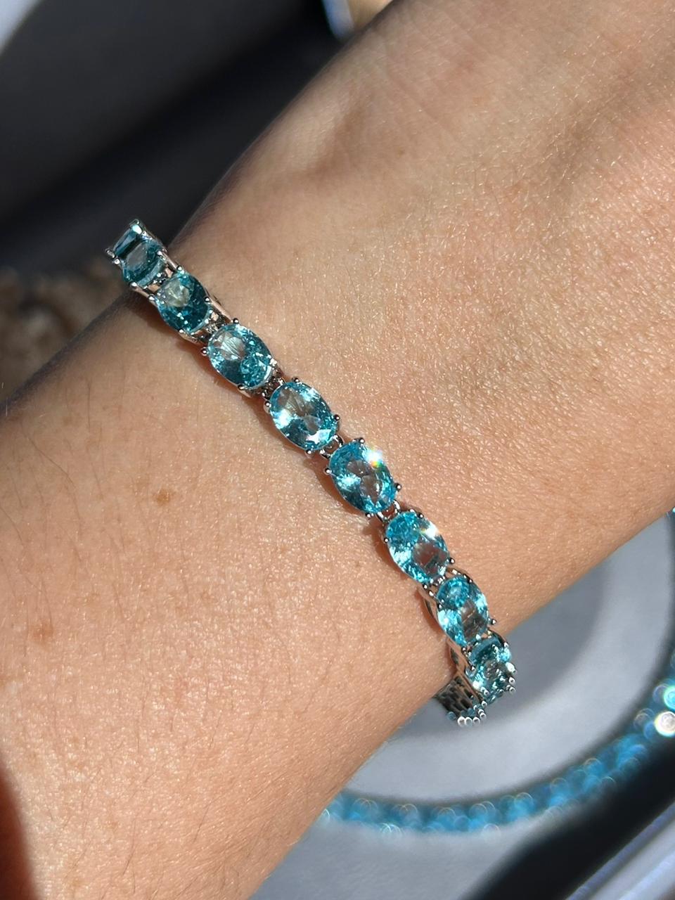 Pulseira Riviera Pedras Ovais Azul/Agua Marinha