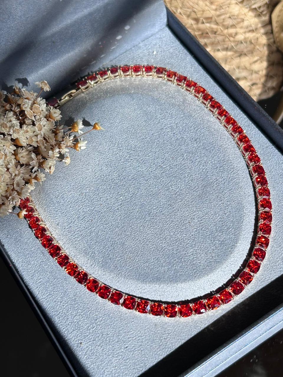 Colar Riviera 6mm Tangerina/Aperol Dourada