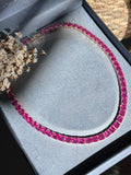 Colar Riviera 6mm Safira Rosa/pink Dourada