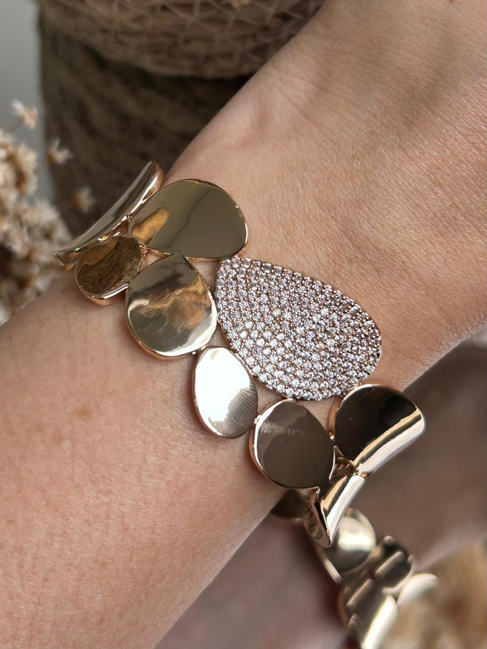 Bracelete Gotas Orgânicas Dourado