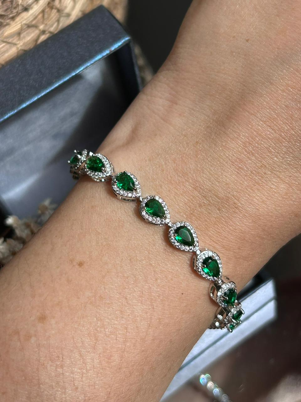 Pulseira Gota Verde Esmeralda