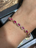 Pulseira Gota Safira Rosa/Pink Dourado