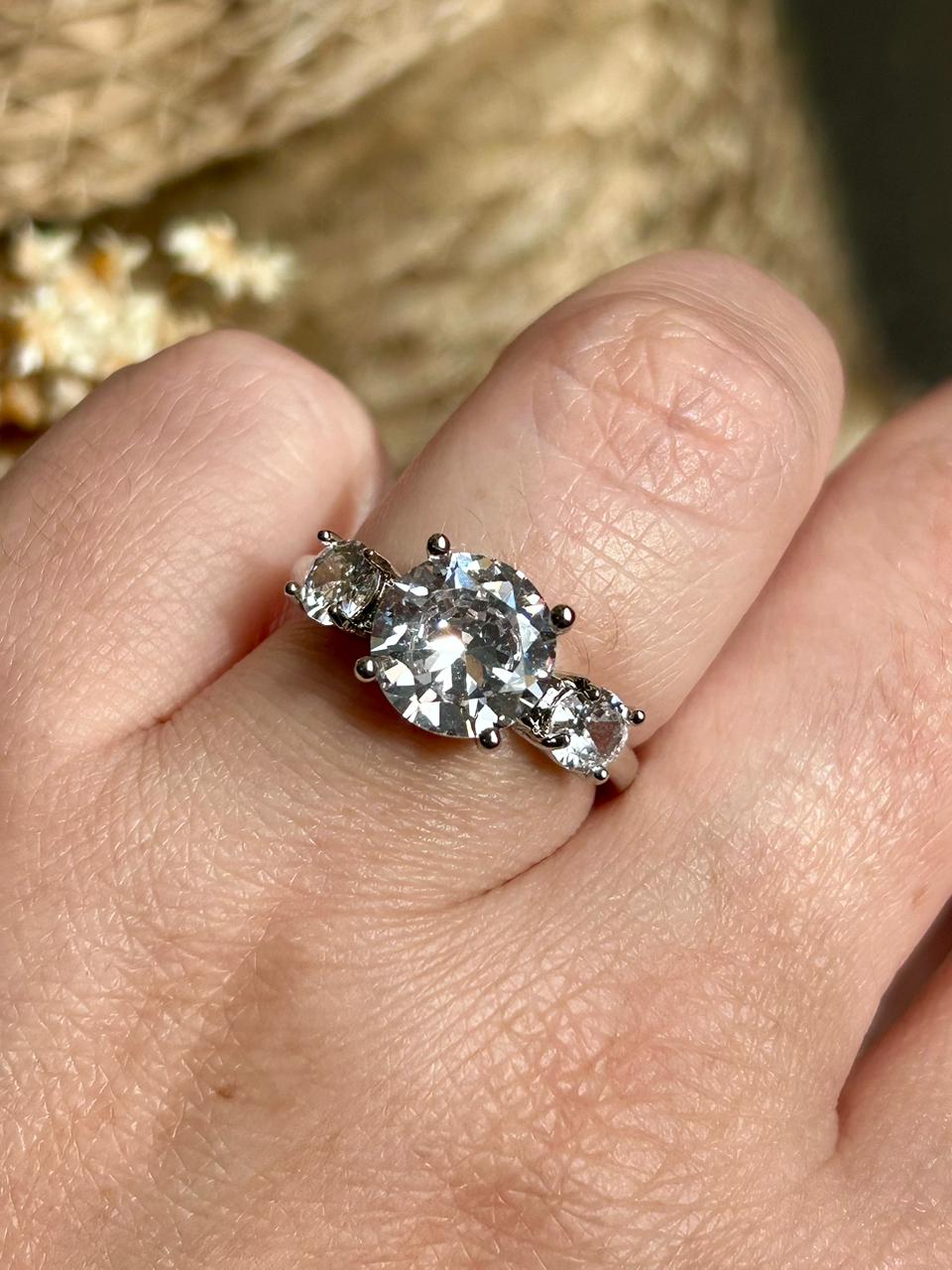 Anel 3 Pedras Cristal Ajustável