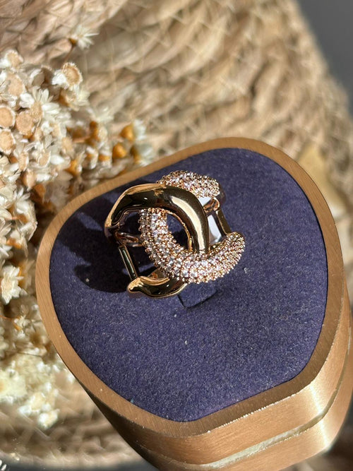 Anel Duo Orgânico Dourado