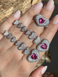 Conjunto Brinco e Anel Hart Safira Rosa/Pink