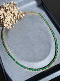 Colar Riviera 3 Garras 3mm Verde Esmeralda