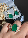 Conjunto Brinco e Anel Nara Verde Esmeralda