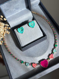 Conjunto Brinco e Colar Harts Coloridos