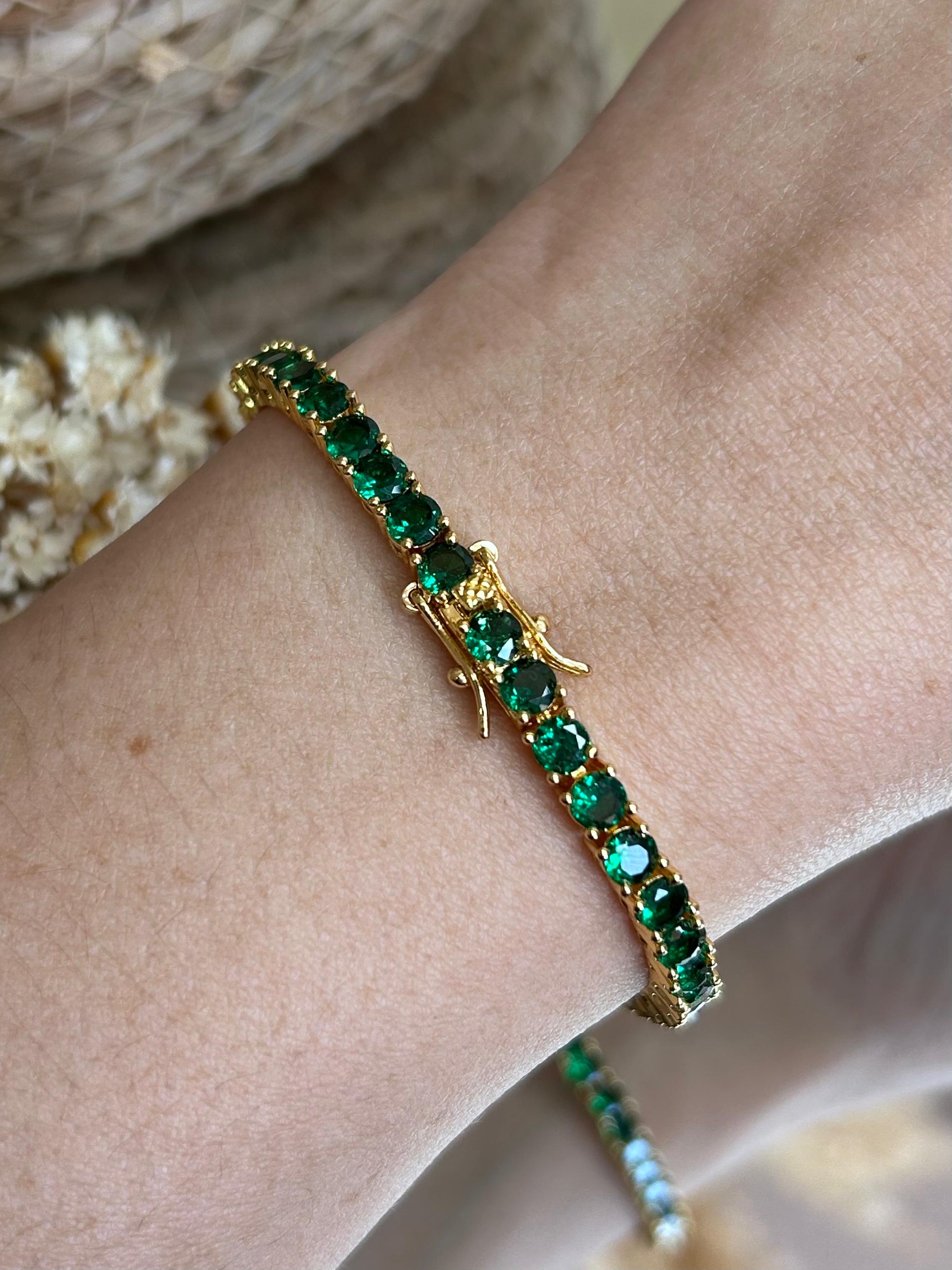 Pulseira Riviera Verde Esmeralda Dourada