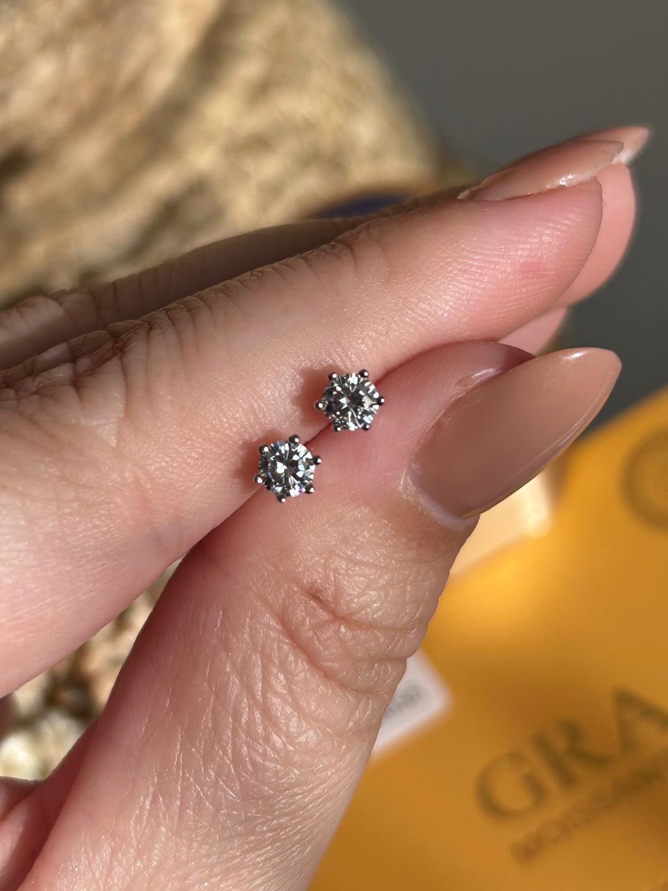 Brinco Solitário Moissanite 4mm 0,3ct