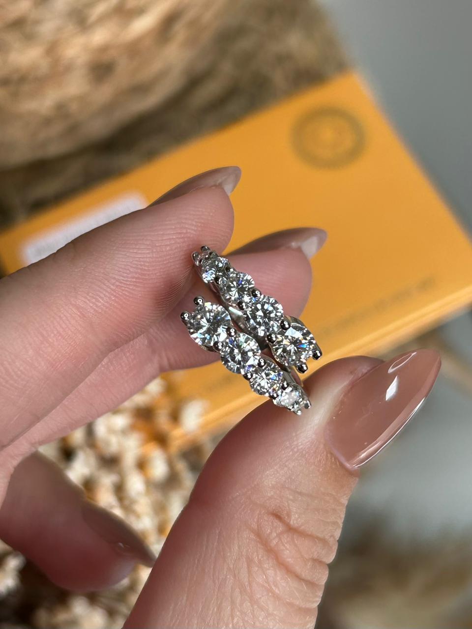Anel Double Diamond Moissanite Ajustável