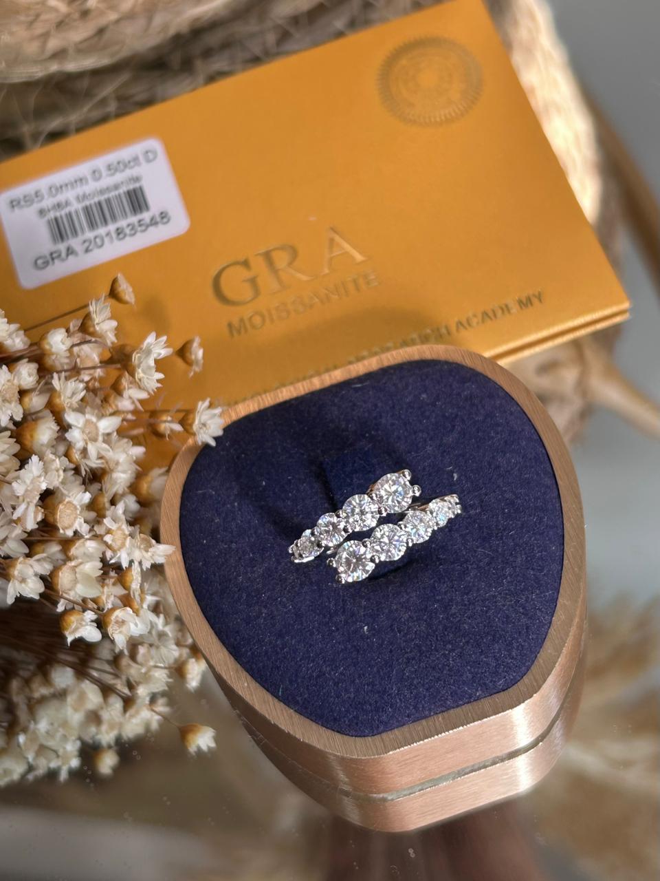 Anel Double Diamond Moissanite Ajustável