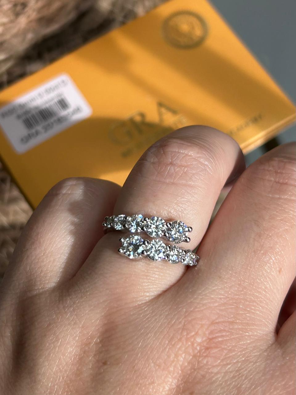 Anel Double Diamond Moissanite Ajustável