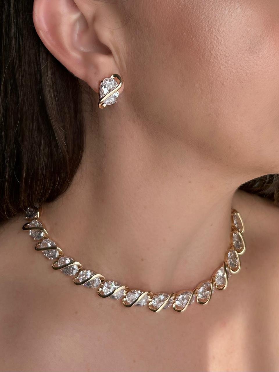 Conjunto Brinco e Colar Cristal