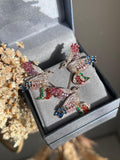 Conjunto Brinco e Colar Beija Flor Colorido