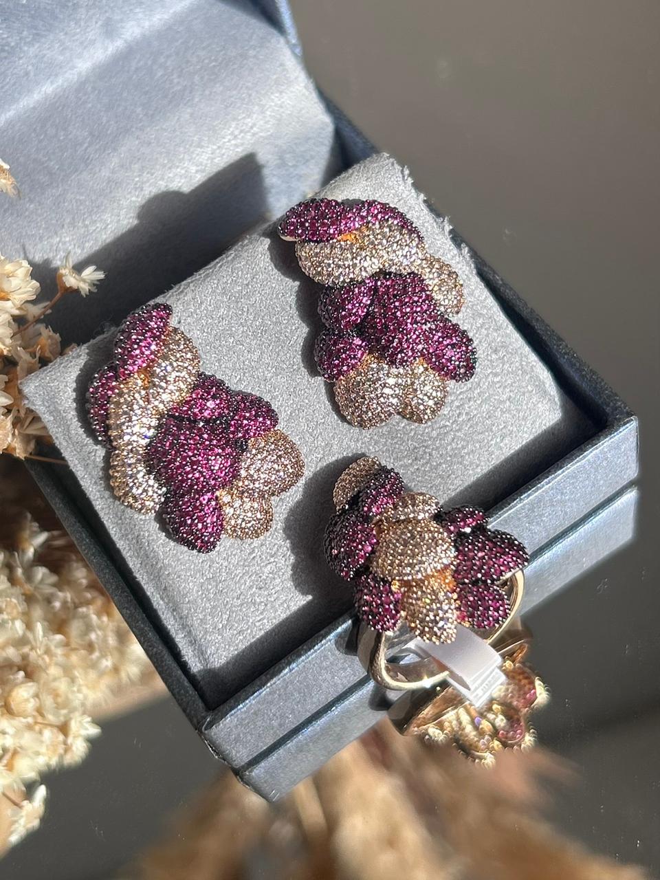Conjunto Brinco e Anel Amora Pink