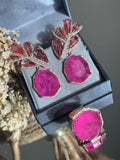Conjunto Brinco e Anel Lia Pink