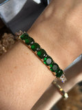Bracelete Pedras Quadradas Verde Esmeralda