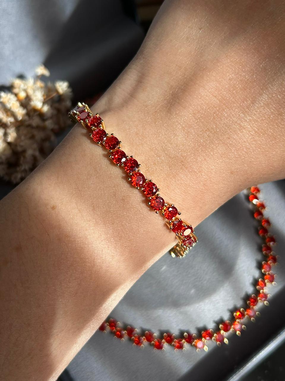 Pulseira Dupla Tangerina/Aperol Dourada