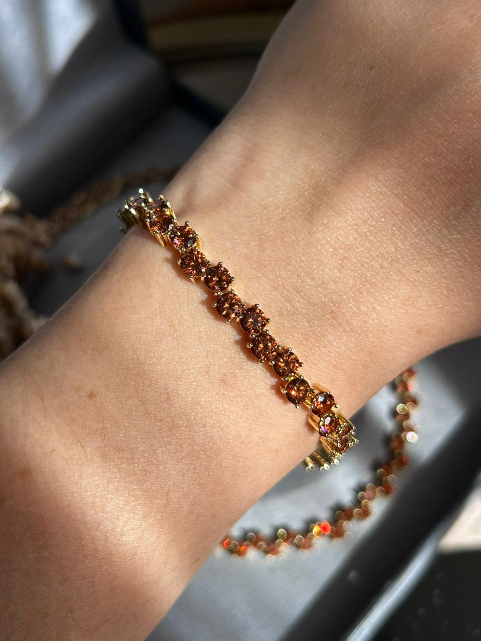 Pulseira Dupla Marrom/Brown Dourada