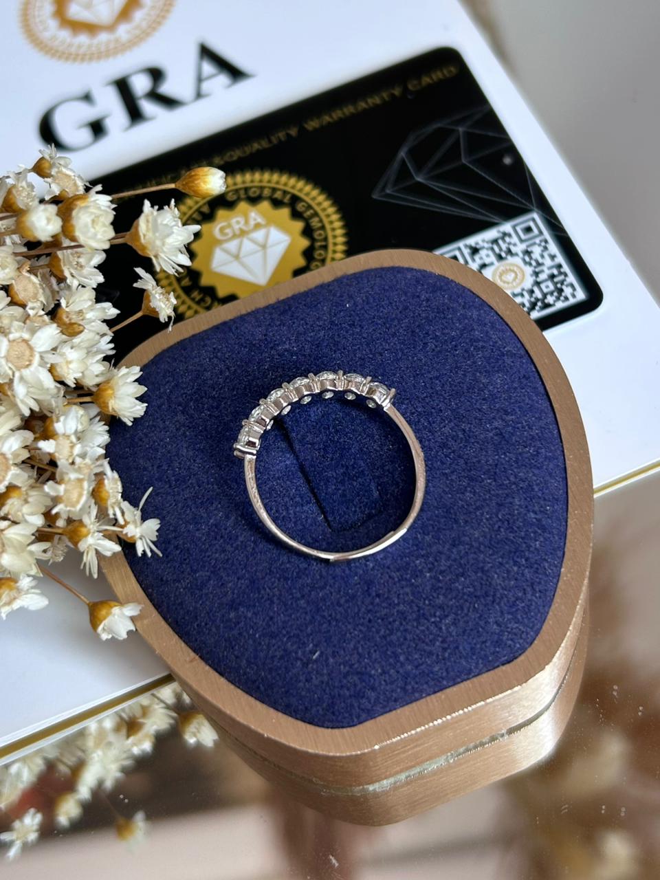 Meia Aliança Oval Moissanite Ajustável
