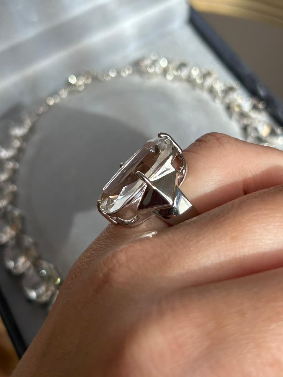 Anel Cristal Retangular
