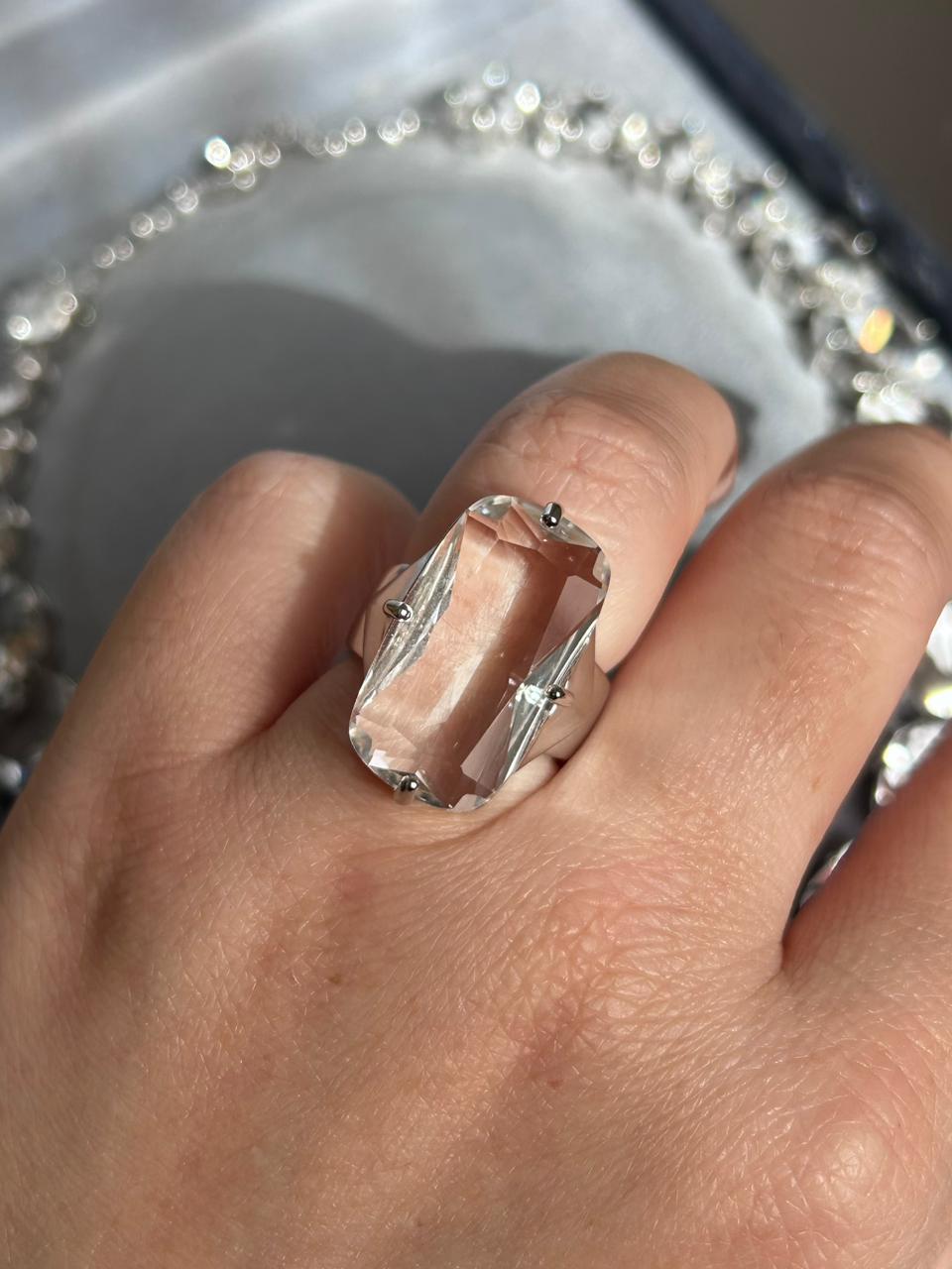 Anel Cristal Retangular