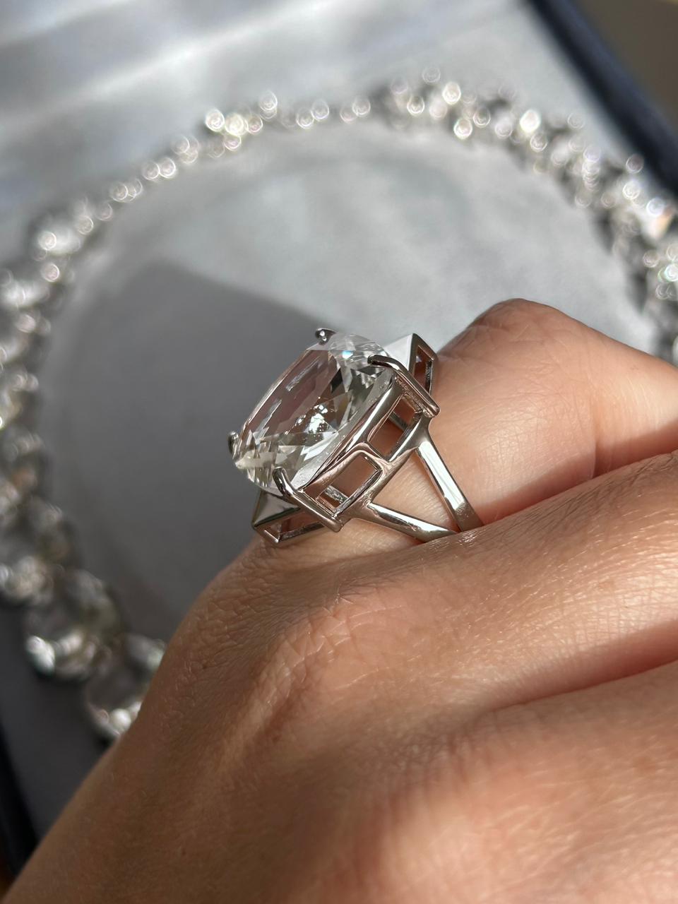 Anel Cristal Quadrado