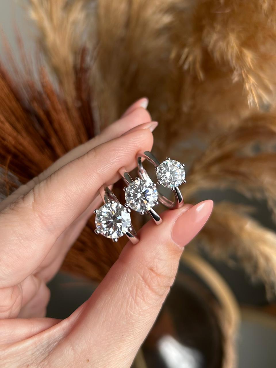 Anel Solitário Moissanite 9mm Ajustável