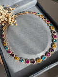 Colar Riviera Rainbow Pedras Ovais Dourado