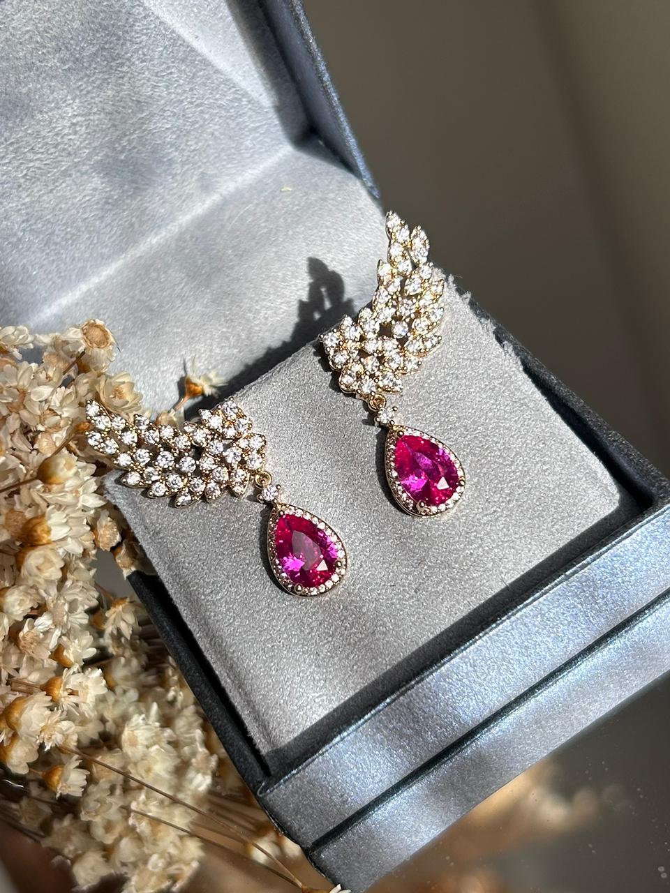 EarCuff Kate Safira Rosa/Pink Dourado