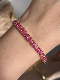 Bracelete Vivi Gotas Safira Rosa/Pink Dourado