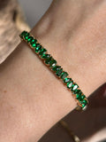 Bracelete Vivi Gotas Verde Esmeralda Dourado