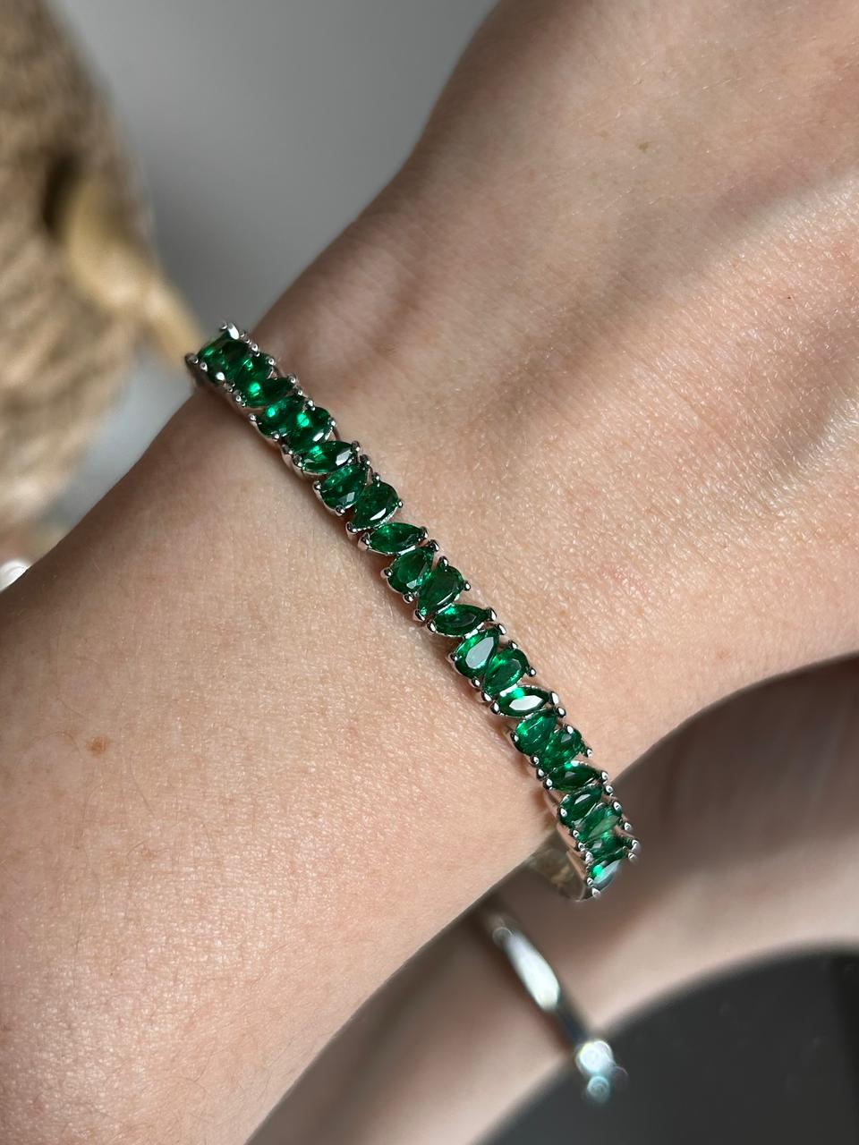 Bracelete Vivi Gotas Verde Esmeralda