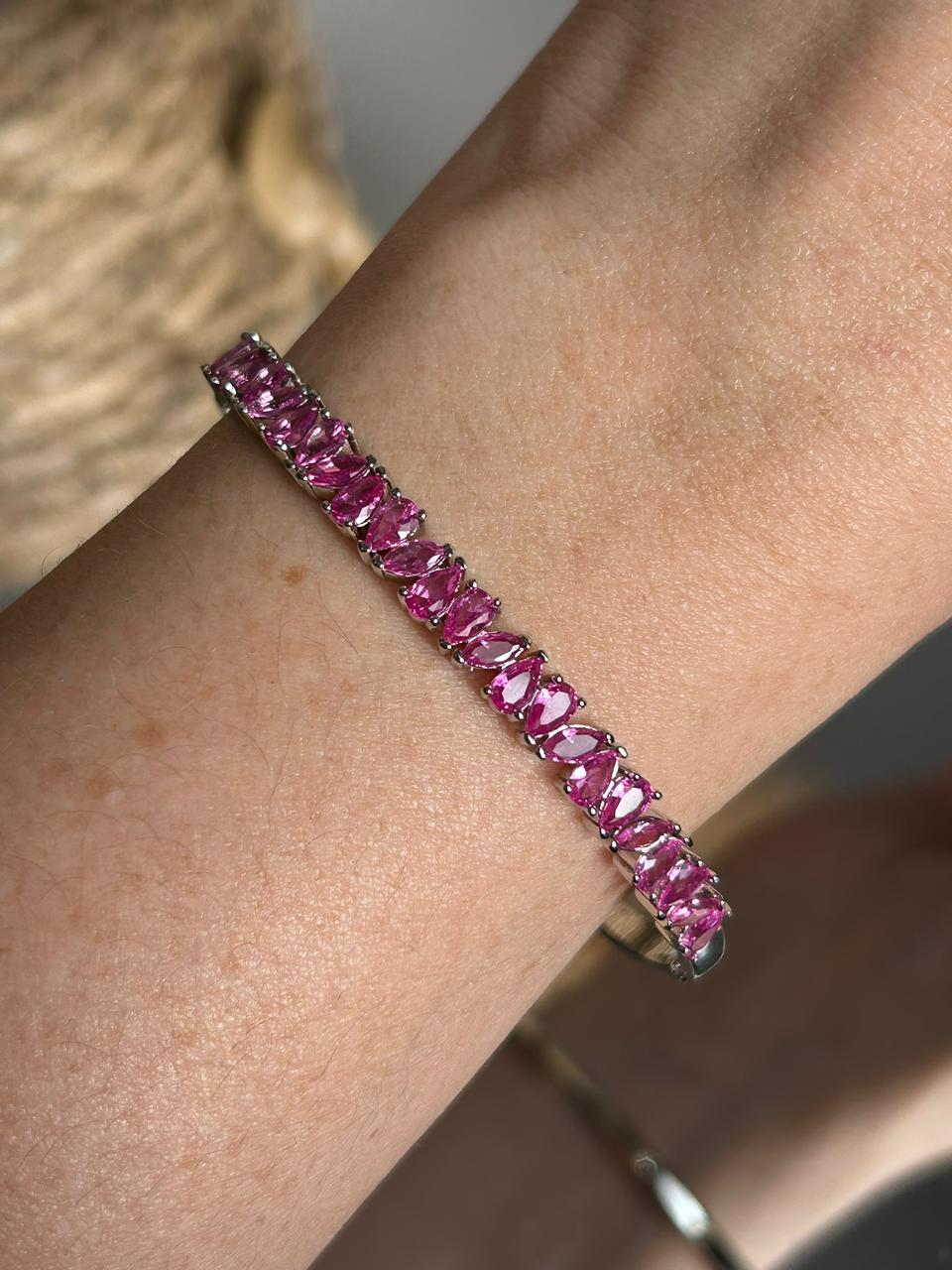 Bracelete Vivi Gotas Safira Rosa/Pink