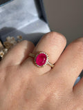Anel Oval Lily Pink Ajustável Dourado