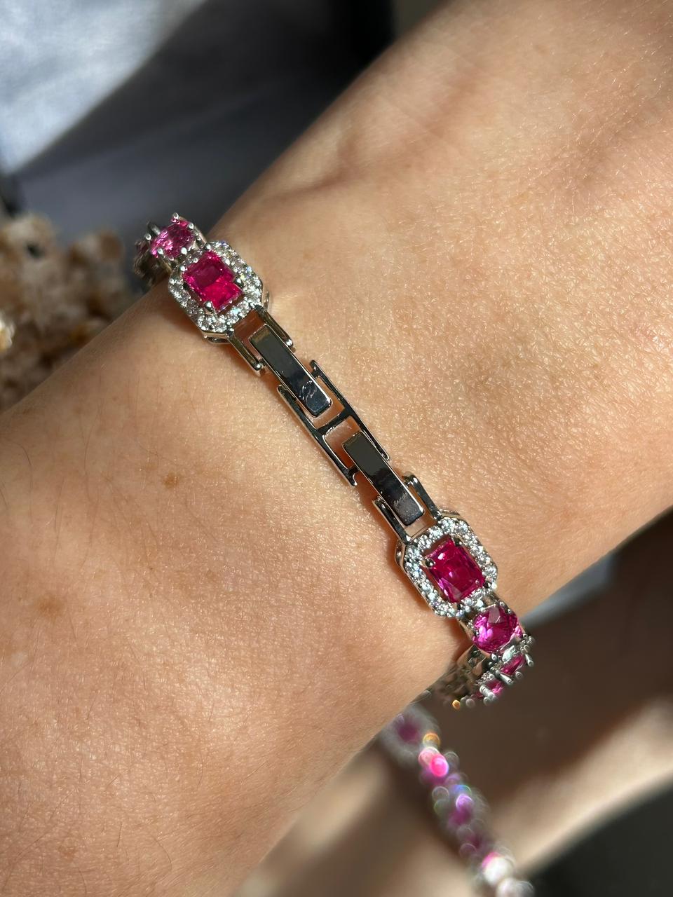 Pulseira Riviera Nina Safira Rosa/Pink