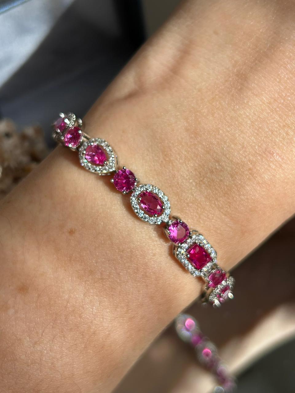 Pulseira Riviera Nina Safira Rosa/Pink