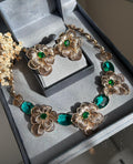 Conjunto Brinco e Colar Flower Turmalina