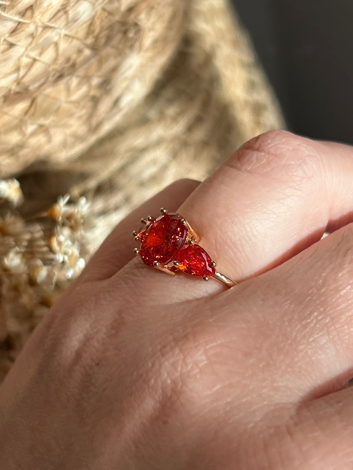 Anel Pedra Oval Aperol/Tangerina