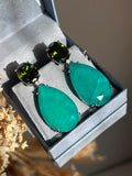 Brinco Duo Verde Peridoto e Turmalina