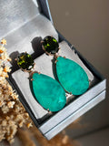 Brinco Duo Verde Peridoto e Turmalina Dourado