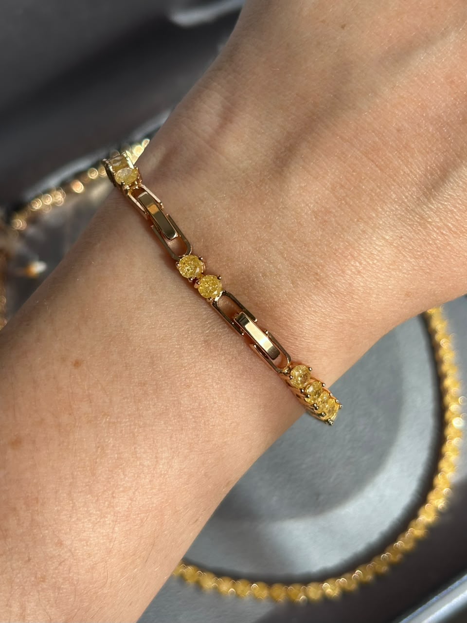 Pulseira Riviera Shine Fancy Yellow Dourada