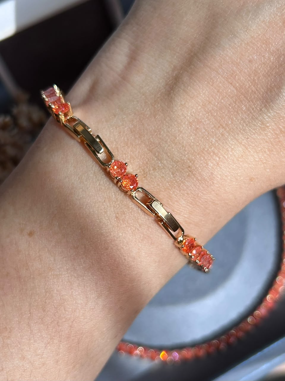 Pulseira Riviera Shine Aperol/Tangerina Dourada