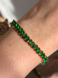 Pulseira Navetes Verde Esmeralda Dourada