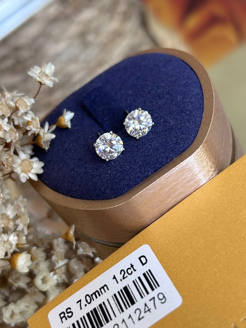 Brinco Solitário Moissanite 7mm 1,2ct